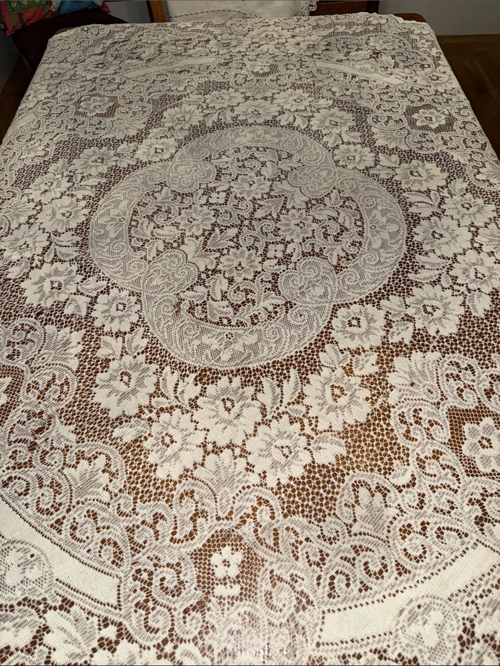 Antique oval tablecloth